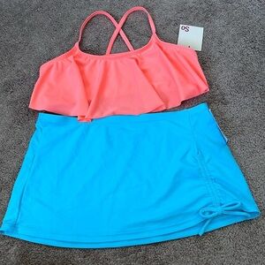 Girls|| bathing suit 2 piece top & skirt cover up
